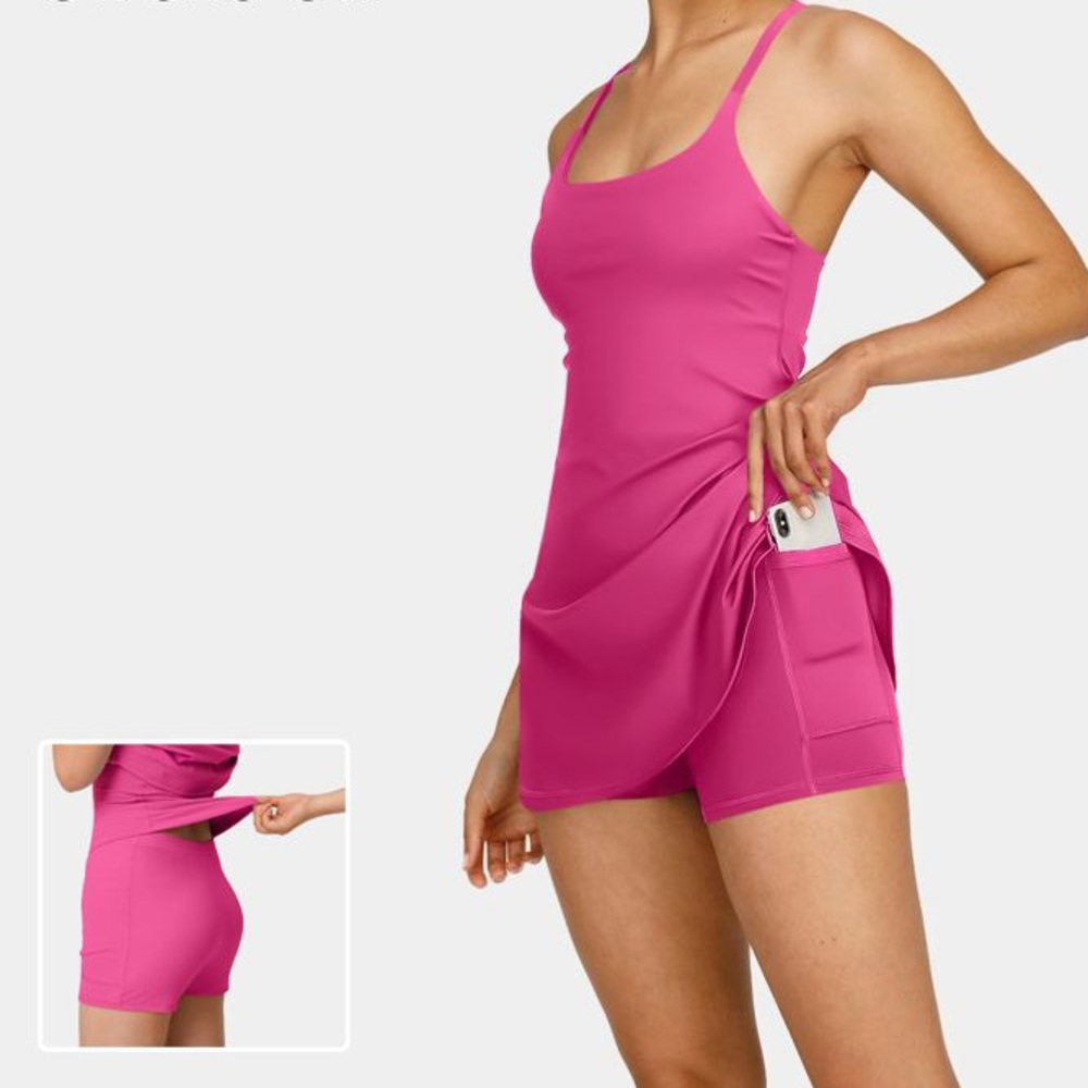 NWT Halara Everyday Cloudful Fabric Backless 2-in-1 Flare Dress Easy Peezy Large